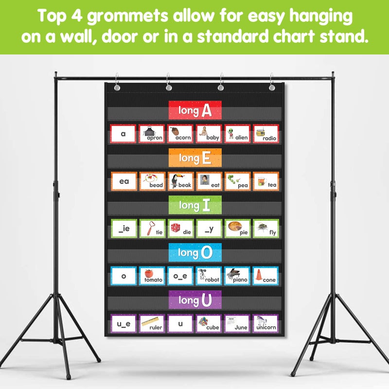 EAMAY Standard Pocket Charts, Clear 10 Pocket Chart for Teacher Lessons in a Classroom or Home Use â€“ Fits Standard 3â€ Sentence Strips and Word Cards, Black - Image 3